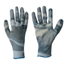 13G Comouflage Impresión Poliéster Liner Nitrilo Coated Glove-5030